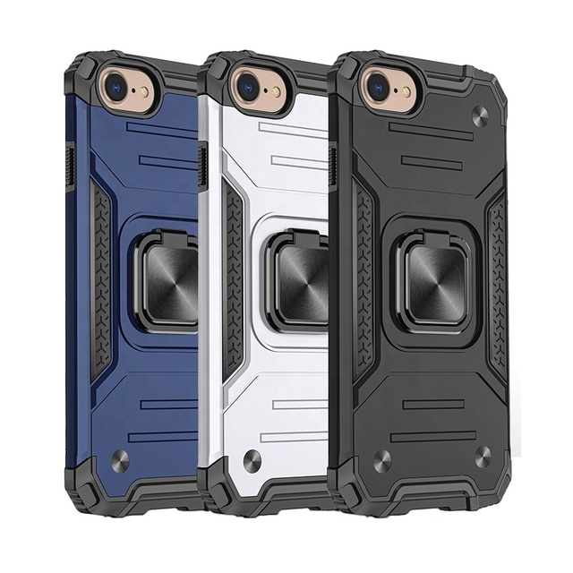 Car Phone Holder Case Shockproof Protector 3 in 1 With Ring Stand for iPhone SE 7 8 Phone Case