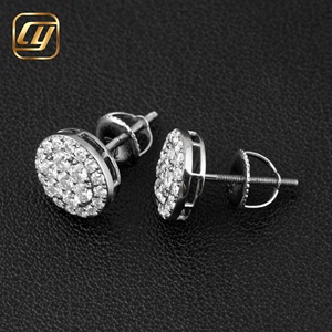 Boucles d'oreilles clous de luxe pour femme en moissanite plaqué or 18 carats, taille brillant rond, sertissage à griffes, bijoux de mariage - Product Image 4