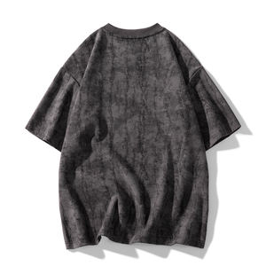 T-shirts à manches courtes unisexe, coupe ample et épaules tombantes, style rétro urbain, avec logo personnalisé, effet vieilli pur et délavé, pour adolescents. - Product Image 3