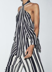 Vêtements pour femmes SHENZHU – Nouvelle collection Printemps-Été 2025 – <span class=keywords><strong>Top</strong></span> sexy <span class=keywords><strong>dos</strong></span> <span class=keywords><strong>nu</strong></span> à rayures et col halter 2906096 2913097 - Product Image 2