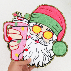 Factory Wholesale Hoodie Chenille Patches <b>Glitter</b> Christmas Tree Chenille Iron on Patches Lot for <b>Clothes</b> - Product Image 5