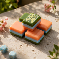 Juego de Mesa de Mahjong de Arte Minimalista Moderno y Lujoso, de Alta Estética, Portátil y Ecológico, en Naranja y Verde