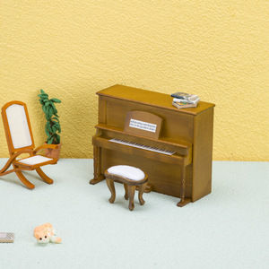 OB11 Mini modèle de meuble de maison de poupée DIY Piano droit et tabouret de piano scène accessoires de prise de vue en bois et plastique - Product Image 3