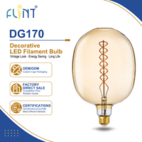 Ampoule LED à filament surdimensionnée DG170 de haute qualité, 7W, E26 E27, 2200K, verre ambré, dimmable, lampe Edison vintage pour hôtel, restaurant
