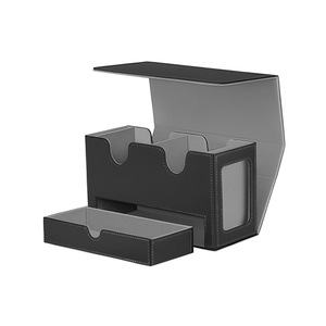 Porte-cartes multifonctionnel en cuir PU avec double fente magnétique, blocage RFID, motif uni, et tiroir de présentation de cartes - Product Image 2