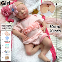 Poupée Reborn en Silicone de 20 pouces Sleepy avec Sucette, Corps Pondéré Anatomiquement Correct, Poupée Nouveau-né