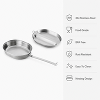 Kit de cuisine portable en acier inoxydable Zentopia pour le camping, avec casserole, poêle, assiette compartimentée, poignée pliable, léger, vente en gros