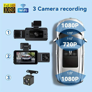 Nuova Dashcam con Schermo IPS da 3 Pollici e Telecamere Auto Anteriore e Posteriore Grandangolari a 360 Gradi con Obiettivo 3.0 a Sinistra per Visione Notturna - Product Image 5