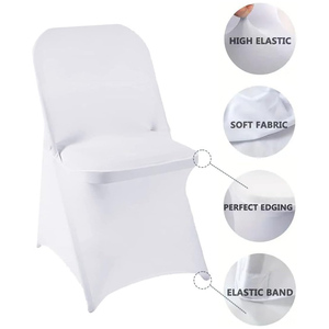 50Pcs Stretch Washable Standard Size Party Banquet Chair Slipcovers White Wedding Spandex Folding Chair Cover - Product Image 3