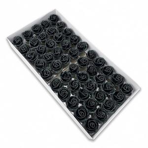 Tête de fleur de savon <span class=keywords><strong>Chanson</strong></span> Rose à bordure or noir, 9 couleurs, bouquet artificiel chic français, boîte cadeau avec impression or et argent - Product Image 1