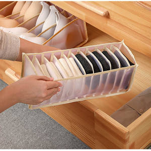 <b>Foldable</b> Storage Bags Underwear Storage <b>Box</b> Bra Finishing <b>Box</b> Grid Socks Panty <b>Box</b> Dormitory Fabric Single Square Nylon 3 Wire - Product Image 5