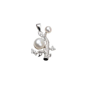 S925 Silver Little <b>Tree</b> Double Pearl Pendant Trendy DIY <b>Jewelry</b> Accessories Tray Women's Semi-Finished Empty Tray - Product Image 5