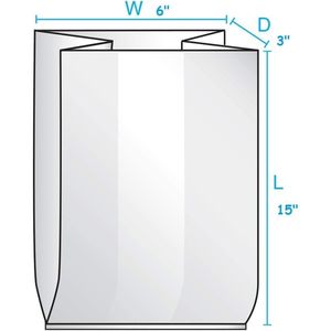 Sacs de conservation alimentaire Focus Poly Clear LDPE, 6x3x15 pouces, ouverture supérieure, rectangulaires, 1000 unités - Product Image 3