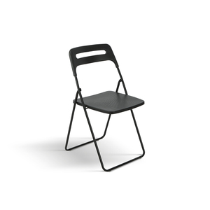 Ensemble de 6 chaises pliantes, siège en polypropylène noir, structure en métal, utilisation intérieure/extérieure, jardin - Product Image 1