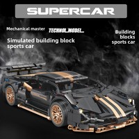 Set de Bloques de Construcción de Juguete a Escala 1:14, Diseño de Toro Negro y Dorado, Kit de Modelo de Plástico DIY para Niños