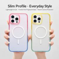 Nouvelle coque de téléphone magnétique en acrylique à dégradé de couleurs tendance pour iPhone 16 15 Pro Max, anti-jaunissement, antichoc, colorée