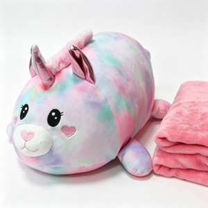 Peluche licorne personnalisée, peluche licorne tie-dye, ensemble couverture licorne, jouet licorne arc-en-ciel - Product Image 5