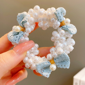 Chouchous élastiques en caoutchouc pour enfant, perles, nœud, fleurs, chouchous, mode fille, queue de cheval, 2022 - Product Image 4