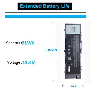 Batterie MFKVP 91Wh pour <span class=keywords><strong>Dell</strong></span> <span class=keywords><strong>Precision</strong></span> 15 7510 7520 M7510 <span class=keywords><strong>17</strong></span> <span class=keywords><strong>7710</strong></span> 7720 M7710 Série Batterie pour Ordinateur Portable - Product Image 3