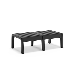 عينة مجانية طاولة قهوة بلاستيكية مستطيلية سوداء خارجية طاولة مركزية للأريكة لحديقة شرفة حمام السباحة - Product Image 1