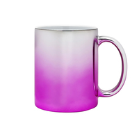 Tasse à café en céramique dégradé cyan argenté métallisé, porcelaine brillante électroplaquée, vaisselle, entreprise d'exportation mondiale