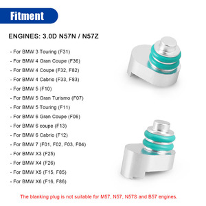 Pour BMW N57N et N57Z 3.0d Systèmes de réglage du moteur Bouchons perforés pour collecteurs d'admission de voiture - Product Image 1