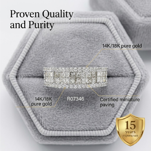 Anillo de Diamantes de Corte Princesa Multihilera en Oro Blanco de 18K Personalizado, Anillo de Boda Ancho para Mujer, OEM MOQ 1 - Product Image 3