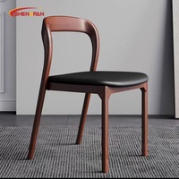 Chaise de salle à manger en bois de frêne rétro, style simple, avec coussin en cuir PU, vente en gros, mobilier de restaurant