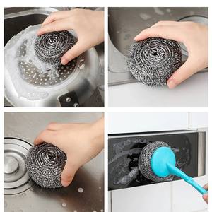 Bola de esponja de limpieza 11g 16G Esponja de mango largo Esponja de cocina de acero Estropajo de acero inoxidable Estropajo de metal Estropajo - Product Image 4
