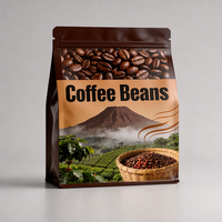Sachet de café thermoscellable avec valve unidirectionnelle et fermeture éclair pour grains torréfiés, idéal pour la vente au détail des petites entreprises