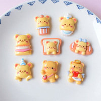 Flatback Résine Cabochon Dessin Animé Animal Fleur Mignon Ours Résine Flatback Mignon Résine DIY Embellissement Téléphone Déco CASL078