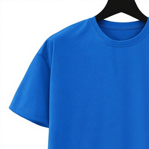 Men's Blue Oversized T-Shirt Cargo Shorts Set Crew Neck Solid Casual Summer Knitted 100% Cotton Breathable Anti-Shrink 220 Grams - Product Image 3