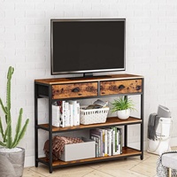 Table d'appoint multicouche de haute qualité Présentoir d'entrée Table console rétro avec 2 tiroirs de rangement en tissu