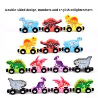 Jouet de puzzle en bois pour enfants, mini-train numérique magnétique dinosaure, 10 blocs de construction en bois colorés, jouet éducatif