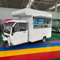 Tricycle alimentaire électrique à 3 roues, cuisine mobile, comptoir en acier inoxydable, résistant à la rouille, suivi GPS pour la vente de hot-dogs et de snacks de rue