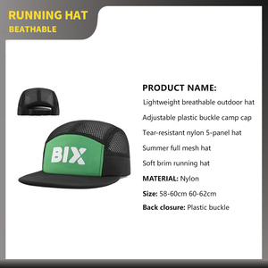 Cappello da Corsa Leggero e Traspirante a 5 Pannelli Personalizzato con Visiera Flessibile ad Asciugatura Rapida <span class=keywords><strong>in</strong></span> Poliestere, Berretto da Maratona <span class=keywords><strong>in</strong></span> Rete - Product Image 3