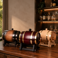 Distributeur de vin en fût de bois avec robinet et support pour service sur table de bar à domicile, fournisseur en gros d'articles de bar en bois de pin et de chêne