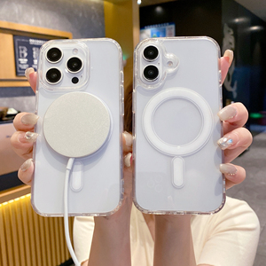 Transparent TPU Magnetic Mobile <strong>Phone</strong> <strong>Case</strong> for iPhone 11 12 13 14 15 16 17 Pro Max Clear <strong>Cell</strong> <strong>Phone</strong> Cover - Product Image 4