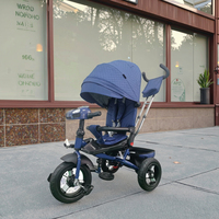 Tricycle pliable en plastique BAB WAY pour bébé, 3 roues avec poignée amovible, poussette de 7 pouces