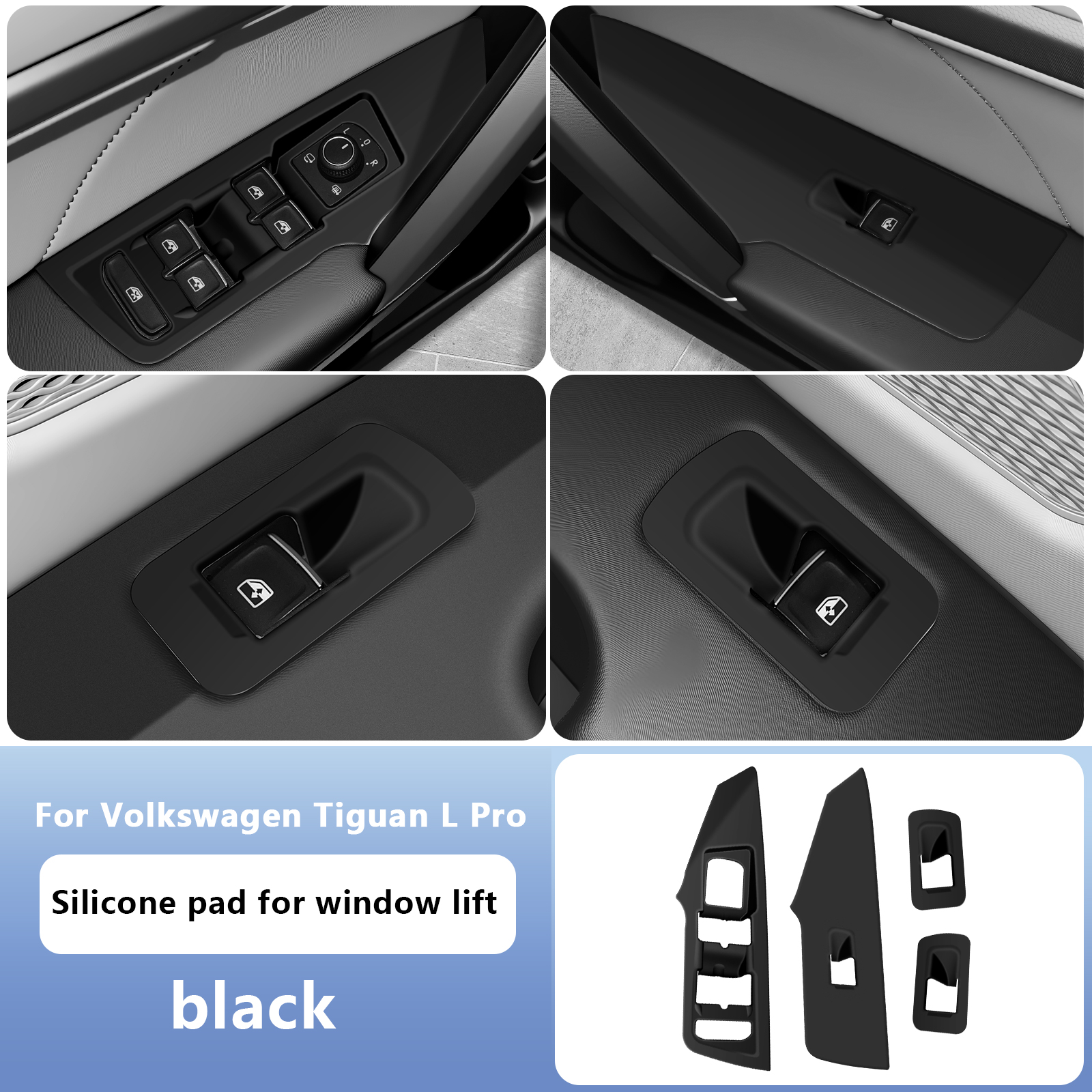 For Volkswagen Tiguan L Pro Silicone pad for window lift black
