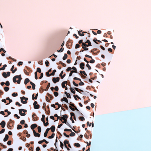 Maillot de bain une pièce pour enfants, imprimé léopard, avec bretelles et nœud mignon, pour l'été et la plage - Product Image 2