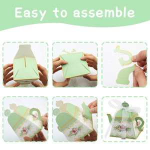 Spring Mini Flower Tea Party Favor Cajas de regalo Tetera Candy Treat Box Decoraciones temáticas para boda Cumpleaños Baby Shower - Product Image 3
