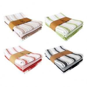 Nouvel ensemble de 4 torchons de cuisine en coton rayé de style nordique, accessoires pour café et thé - Product Image 1