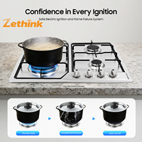 Cuisinière à gaz en acier inoxydable ZT-065-01, 4 brûleurs, avec allumage électrique et système de sécurité anti-extinction de flamme, pour usage domestique