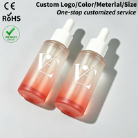 Flacon compte-gouttes cylindrique en verre dégradé 30ml 40ml 50ml 60ml pour huile capillaire, sérum, essence, liquides cosmétiques, huile pour cheveux et corps – Contenant vide