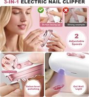 Coupe-ongles électrique 4-en-1 rechargeable avec lime à ongles, polisseuse et lumière UV