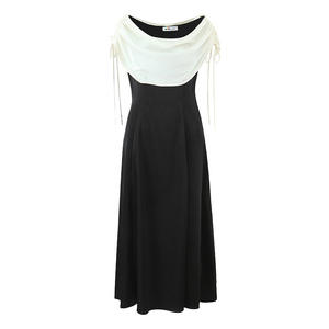 Robe col roulé en satin Happy Plus avec empiècements, taille empire, grande taille, couleur contrastante, pour banquets, soirées et usage quotidien - Product Image 2