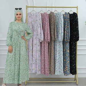 Nuova <span class=keywords><strong>Serie</strong></span> 2026: Abaya Elegante da Donna con Cintura Regolabile e Motivi Floreali, Vestito Musulmano Femminile - Product Image 1