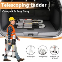 Deliladder 1.9m+1.9m Échelle télescopique multifonctionnelle pliante autoportante en aluminium moderne