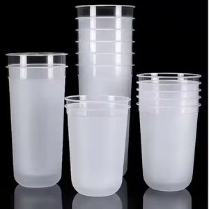 Gobelets en plastique jetables écologiques avec logo personnalisé, couvercle en forme de U transparent, 9-22 oz, gobelets à paroi simple givrés pour dessert, café, lait, thé - Product Image 1